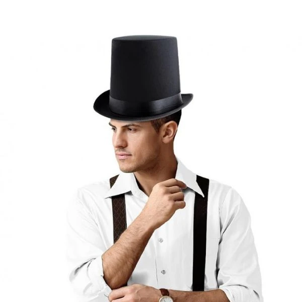 Zylinder "Gentleman" hoch schwarz glatt große Größe CWCG-YH by Godan color Svart