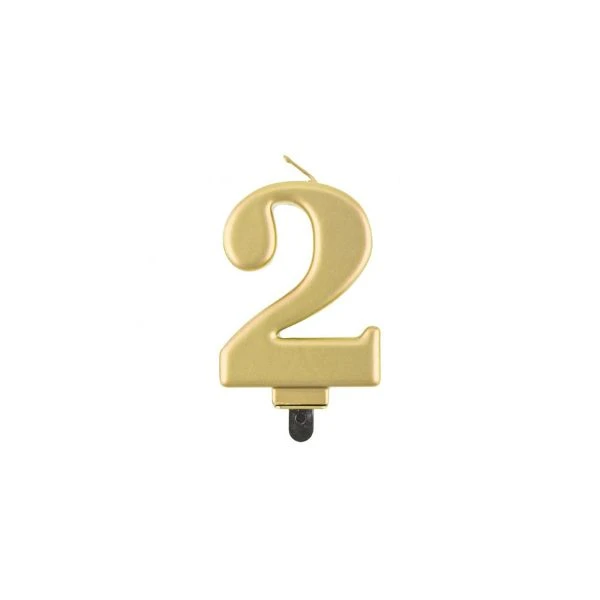 Geburtstagskerze Zahl 2 Metallic-Gold 8,0 cm PF-SCZ2 by Godan color Svart