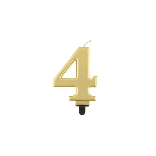 Zahlenkerze Zahl 4 Metallic Gold 8,0 cm PF-SCZ4 by Godan color Svart