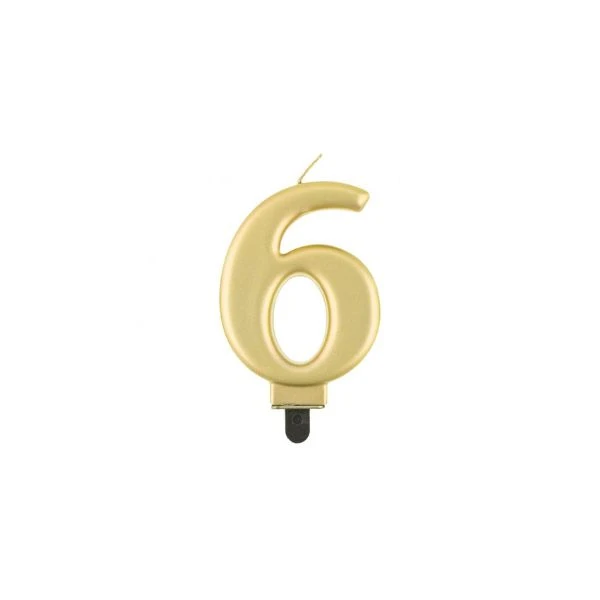 Geburtstagskerze Zahl 6 Metallic Gold 8.0 cm PF-SCZ6 by Godan color Svart