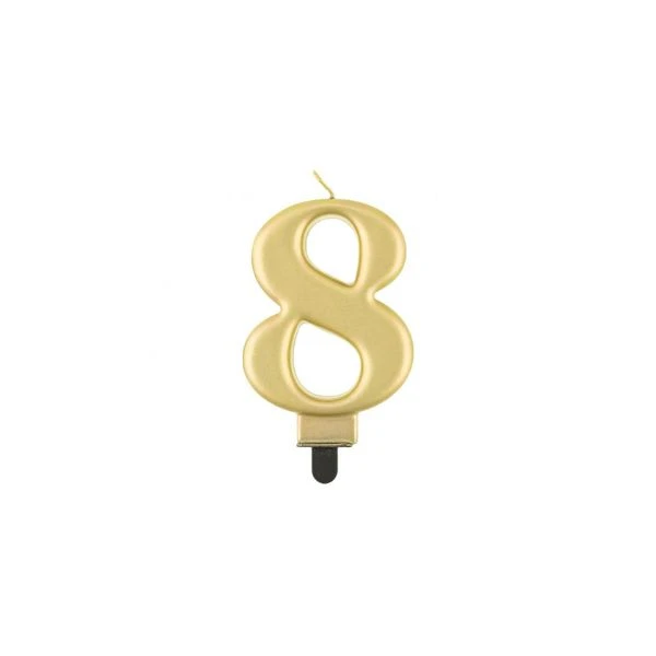 Geburtstagskerze Zahl 8 Metallic Gold 8.0 cm PF-SCZ8 by Godan color Svart