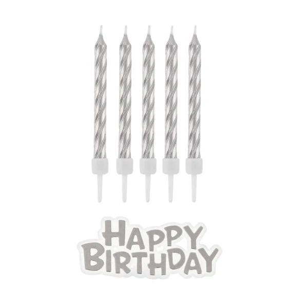 Geburtstagskerzen B&C Happy Birthday Silber 16 Stk. SF-HBSR by Godan color Svart