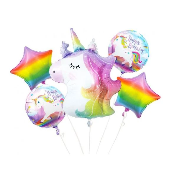 Folienballon Einhorn-Set 5-tlg. BZ-HJED by Godan color Svart