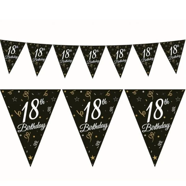 18-jährige Papiergirlande mit Flagge 28 x 270 cm GP-GF18 by Godan color Svart