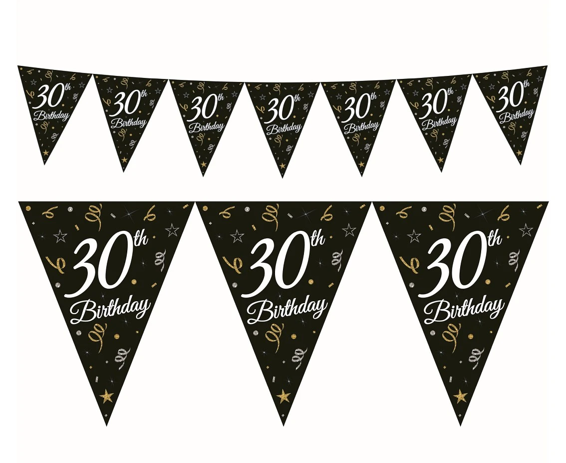 Beauty&Charm Papiergirlande mit Wimpeln "30" 28 x 270 cm GP-GF30 by Godan color Svart