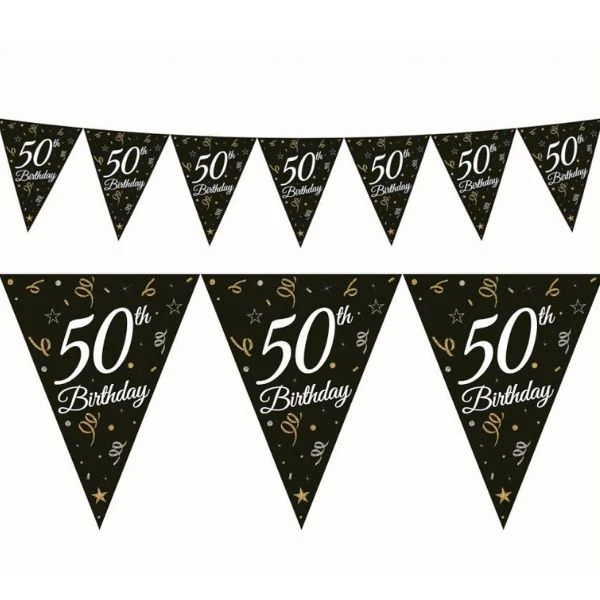 Beauty&Charm Papiergirlande mit Wimpeln "50" 28 x 270 cm GP-GF50 by Godan color Svart