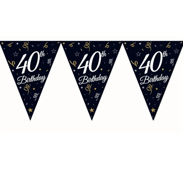 Beauty&Charm Papiergirlande mit Wimpeln "40" 28 x 270 cm GP-GF40 by Godan color Svart