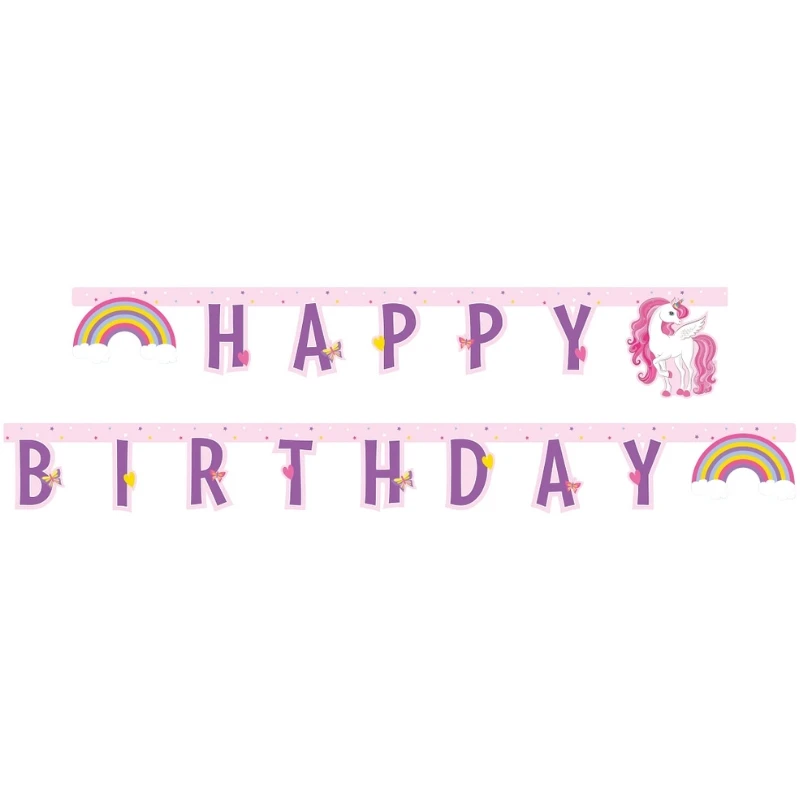 Happy Birthday Einhorn Banner 93763 by Godan color Svart