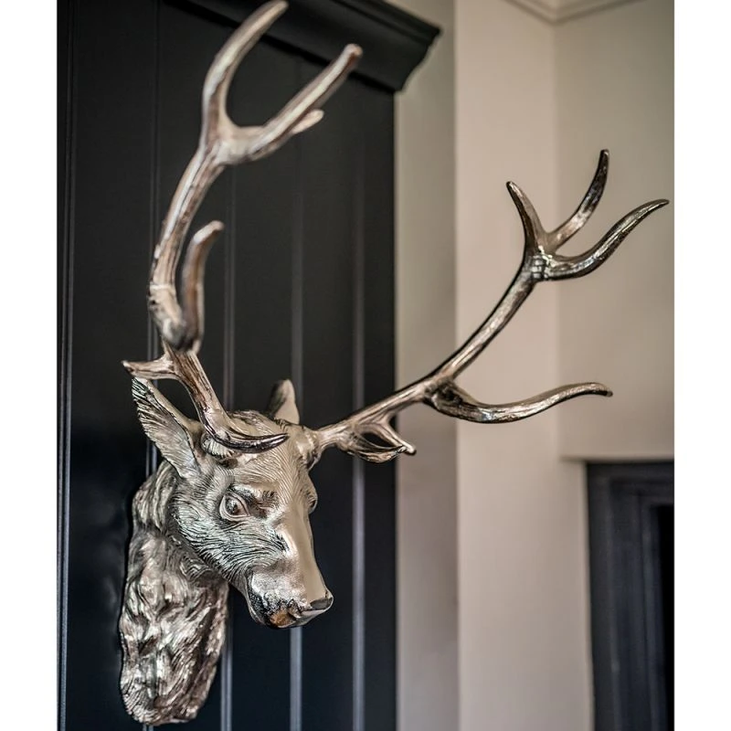 Großer Hirschkopf mit Geweih zur Wandmontage – Silber RDR-WDEC by Culinary Concepts color Svart