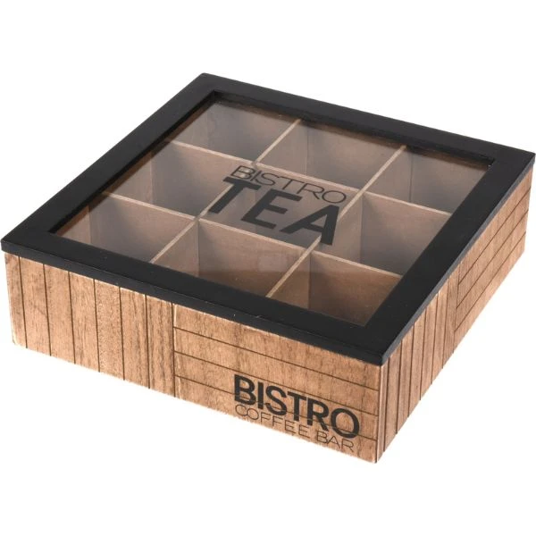 Teebox Bistro 24x24x7,5 cm HZ1940020 by Koop color Bruin