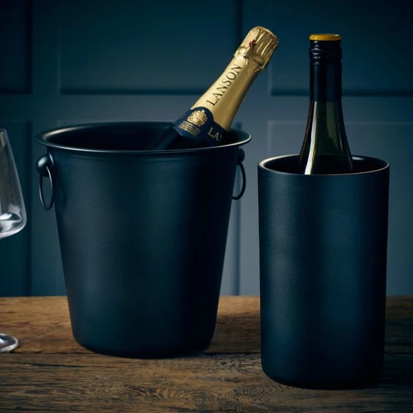 Genware Metallic Weinkühler Edelstahl Schwarz 003MTBK by Genware color Svart