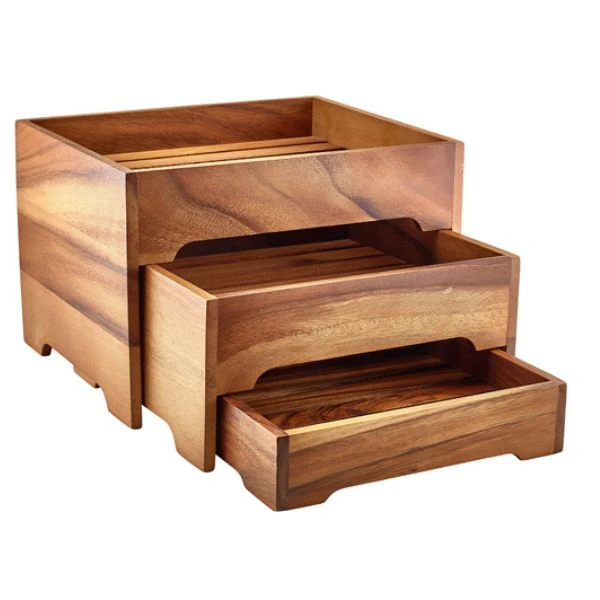 GenWare Akazienholz 3-Stufen Buffetständer GN 1/2 RSR-WDS12 by Genware color Svart