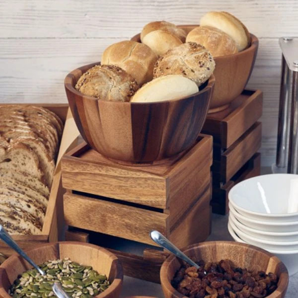 Genware Holzkiste / Buffet-Riser aus Akazienholz 15 cm RSR-W1515 by Genware color Svart