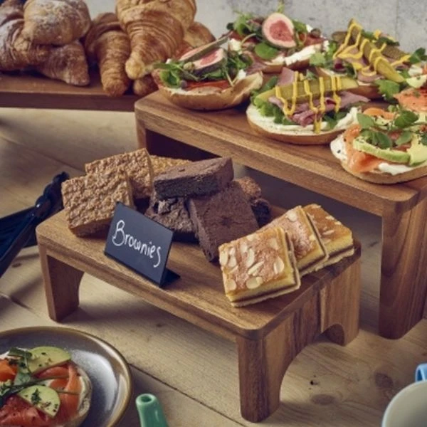 Genware Akazienholz Buffet-Riser GN 1/2 15cm (H) RSR-WGN12 by Genware color Svart