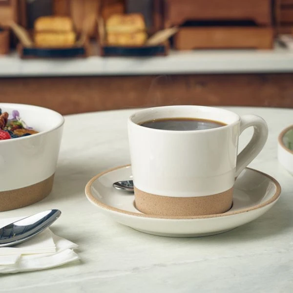 Kava Kaffeetasse aus Steingut Weiß 28,5 cl/10 oz von Genware CUP-KW28 by Genware color Svart
