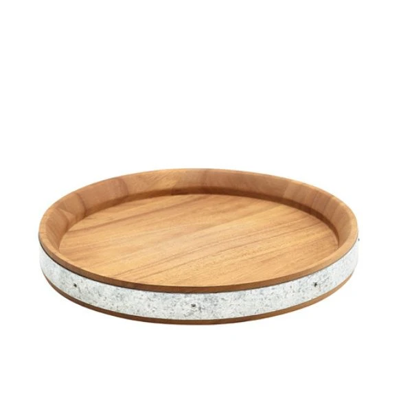 Akazienholz-Servierbrett mit Zinkband 24 cm Genware WSBB24 by Genware color Svart