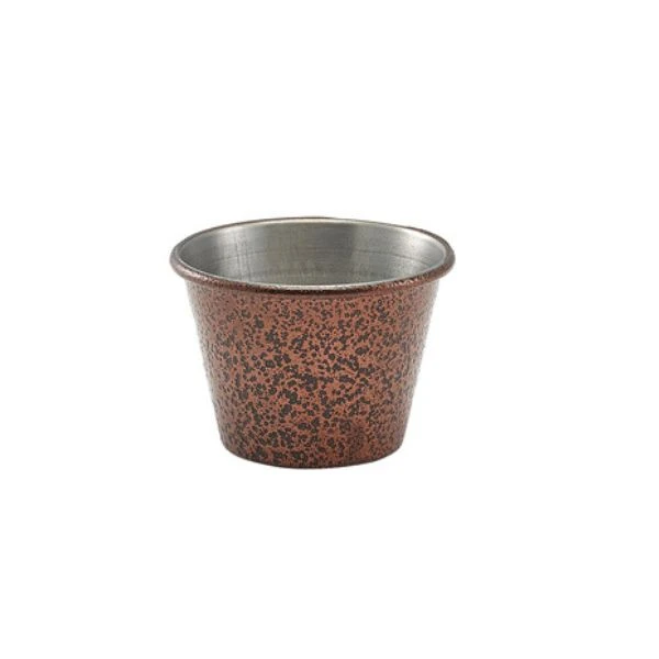 2,5 oz Edelstahl-Ramekin gehämmertes Kupfer - Genware RAMH2C by Genware color Svart