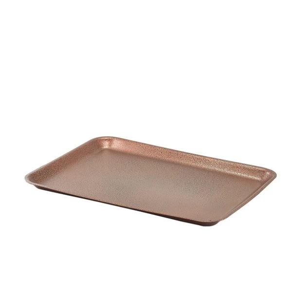 Tablett aus galvanisiertem Stahl 31,5x21,5x2 cm Gehämmertes Kupfer GST3121C by Genware color Svart