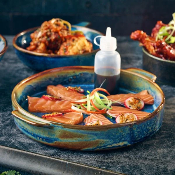 Terra Aqua Blau Runde Servierschale mit Griffen 20,3 cm Genware RD-PBL20 by Genware color Svart