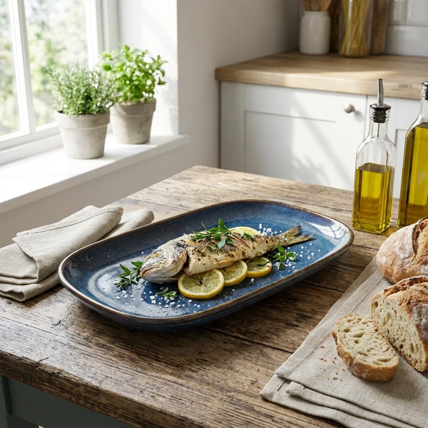 Terra Aqua Blau Rechteckiger Teller 34,5 x 23,5 cm Genware RP-PBL34 by Genware color Svart