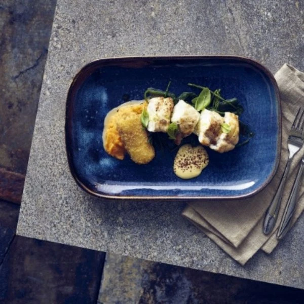 Terra Aqua Blau Rechteckiger Teller 34,5 x 23,5 cm Genware RP-PBL34 by Genware color Svart