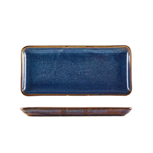 Terra Schmale Rechteckige Servierplatte Aqua Blau 27 x 12,5 cm Genware NR-PBL27 by Genware color Svart