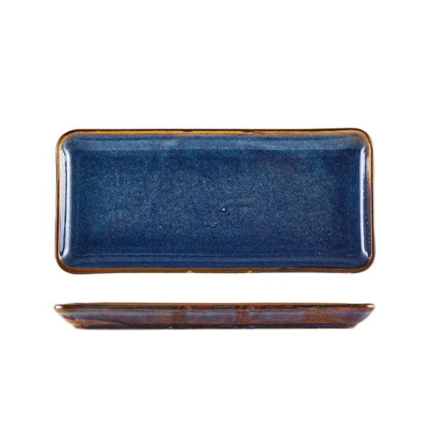 Terra Aqua Blau Schmale Rechteckige Servierplatte 31 x 14 cm Genware NR-PBL30 by Genware color Svart