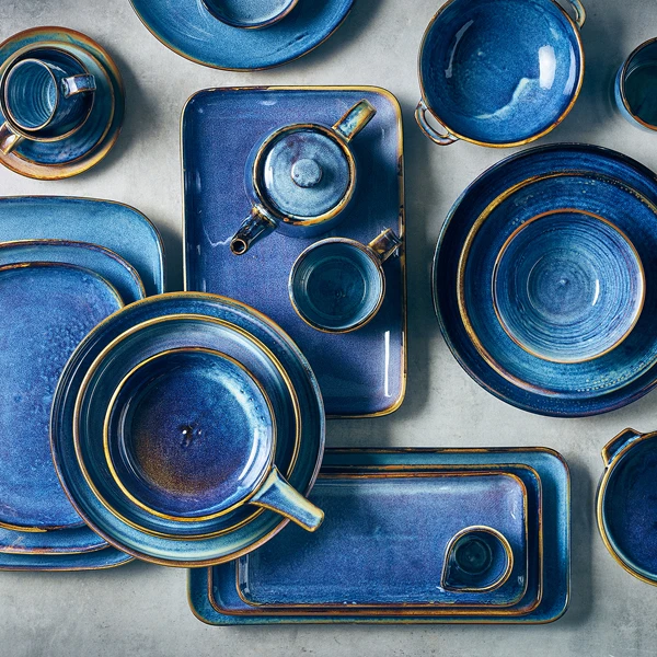 Genware Terra Aqua Blau Rechteckige Servierplatte 30 x 20 cm NR-PBL32 by Genware color Svart