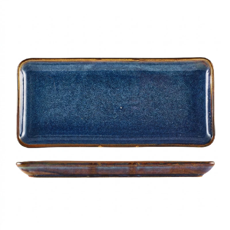 Terra Schmale Rechteckige Servierplatte Aqua Blau 36 x 16,5 cm Genware NR-PBL36 by Genware color Svart