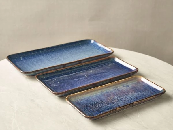 Terra Schmale Rechteckige Servierplatte Aqua Blau 36 x 16,5 cm Genware NR-PBL36 by Genware color Svart