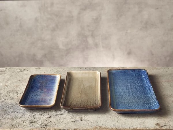 Terra Schmale Rechteckige Servierplatte Aqua Blau 36 x 16,5 cm Genware NR-PBL36 by Genware color Svart