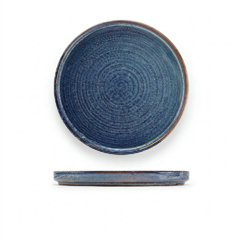 Terra Aqua Blue Flacher Präsentationsteller 21cm Genware LP-PBL21 by Genware color Svart