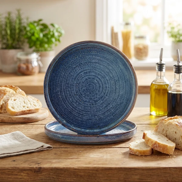Terra Aqua Blau Flacher Präsentationsteller 25cm Genware LP-PBL25 by Genware color Svart