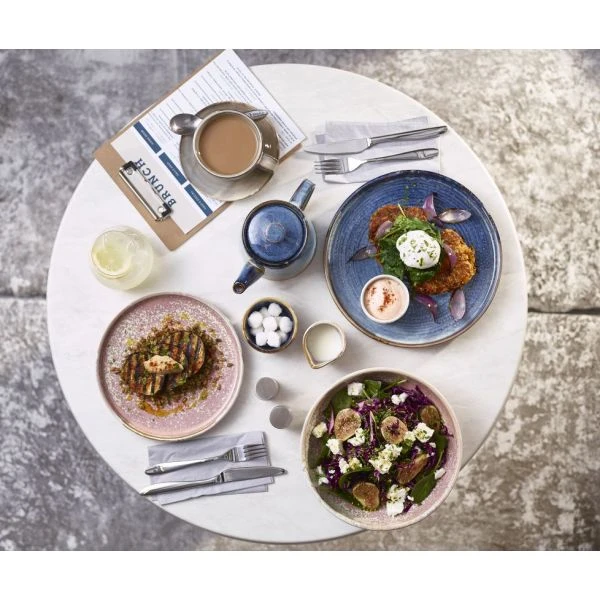 Terra Aqua Blau Flacher Präsentationsteller 25cm Genware LP-PBL25 by Genware color Svart