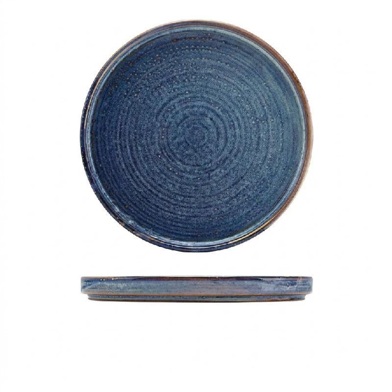 Terra Aqua Blau Flacher Präsentationsteller 25cm Genware LP-PBL25 by Genware color Svart