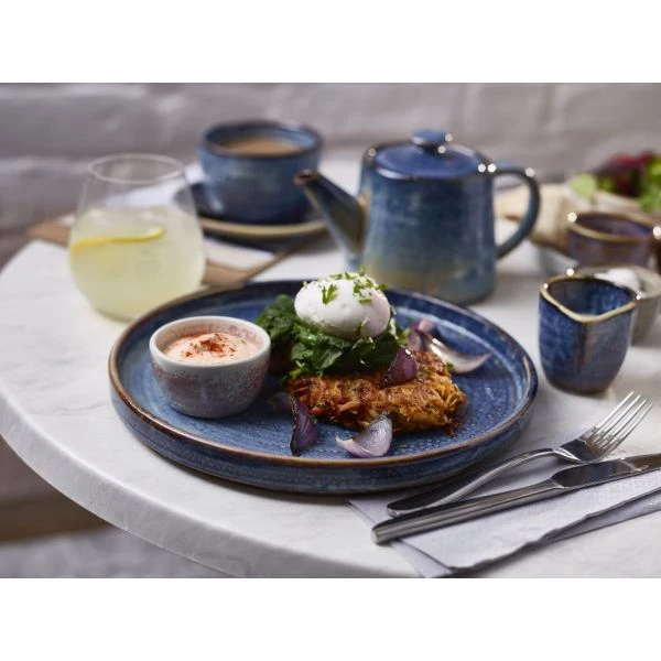 Terra Aqua Blau Flacher Präsentationsteller 25cm Genware LP-PBL25 by Genware color Svart
