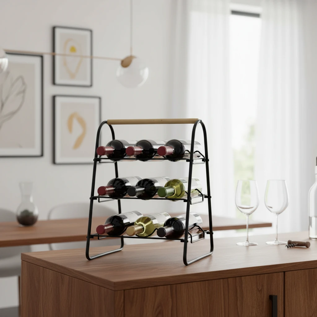 Weinregal aus schwarzem Metall für 9 Flaschen HZ1915420 by Koop color Svart