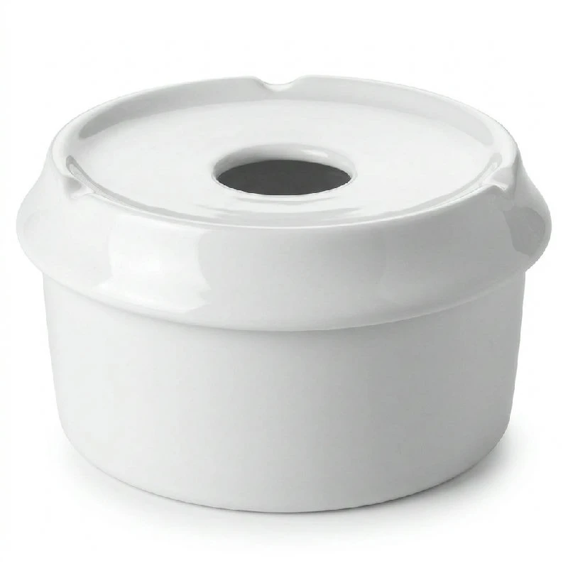 Aschenbecher mit Deckel aus weißem Porzellan Ø10,5 cm 5010324  color Svart