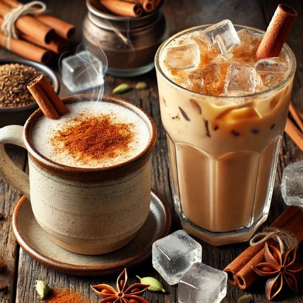 Warmer und kalter Chai Latte